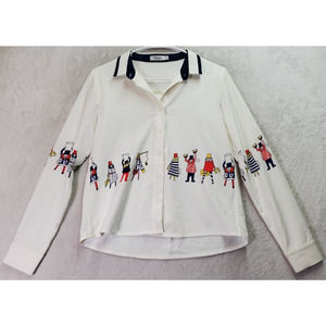 niB Buns by Hstyle Shirt Women Small Multi Long Casual Sleeve Collar Button Down